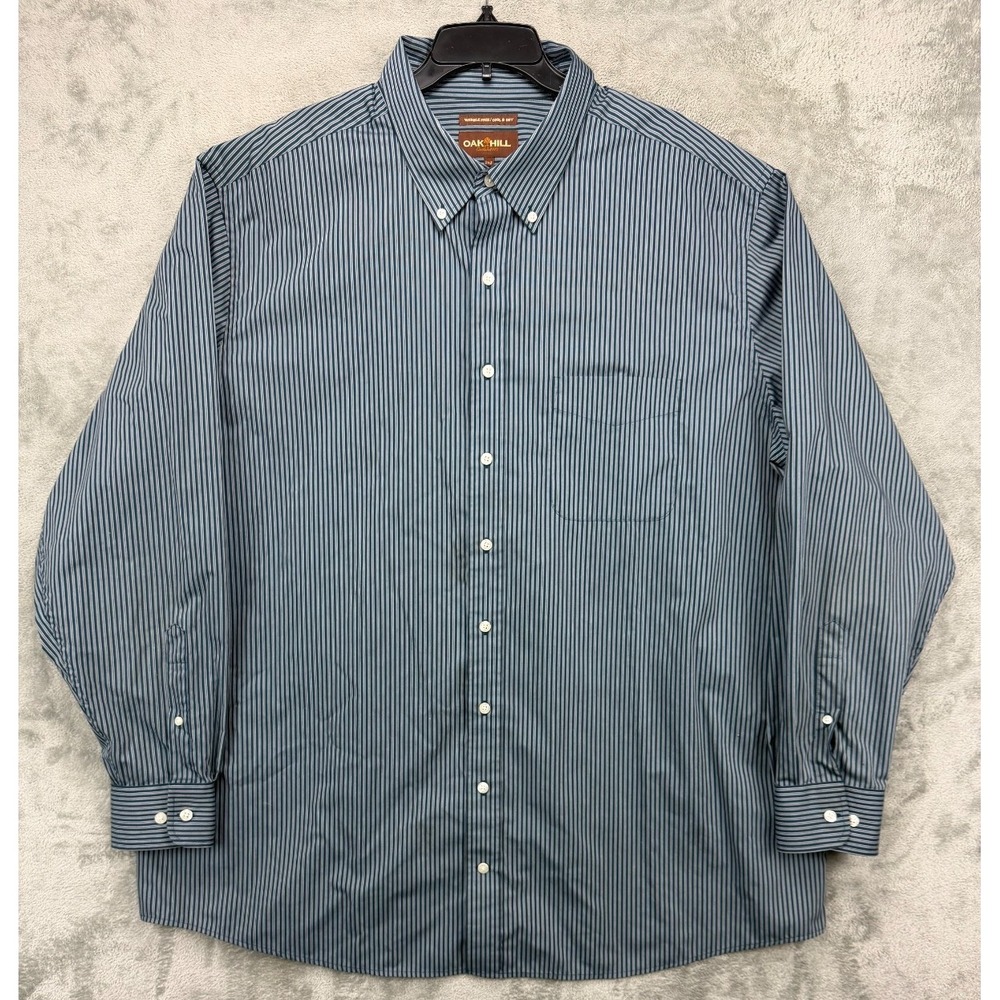Oak Hill Men's Wrinkle Free Cool Dry Shirt 2XLT Striped Long Sleeve Button‎ Up